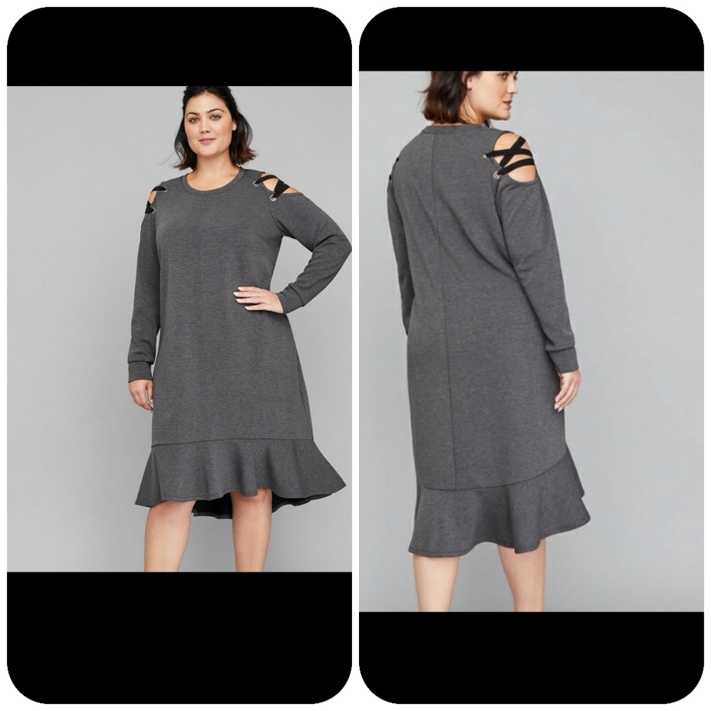 Lanebryant cold shoulder dress with ruffle hem size 28